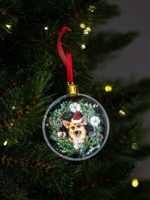 Unieke kerstballen met honden design: Corgi Christmas Wreath. - Afbeelding 6