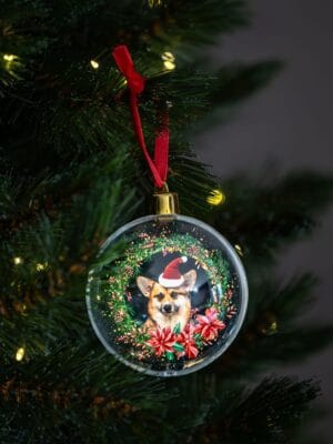 Unieke kerstballen met honden design: Corgi Christmas Wreath. - Afbeelding 7