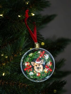 Unieke kerstballen met honden design: Corgi Christmas Wreath. - Afbeelding 3