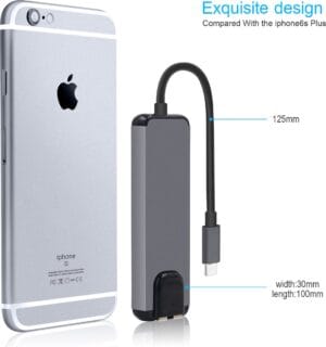 8-in-1 USB-C Adapter / Hub – HDMI 4K + VGA + Ethernet + 2× USB-A 3.0 + SD/TF-kaartlezer + USB-C PD-opladen – Compatibel met MacBook, Chromebook, Surface, Dell, Lenovo, Samsung - Afbeelding 4