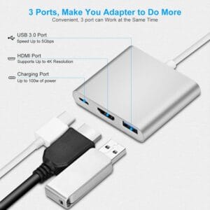 USB-C Hub 3-in-1 | HDMI 4K Adapter + USB 3.0 + USB-C PD Oplaadpoort - Afbeelding 4
